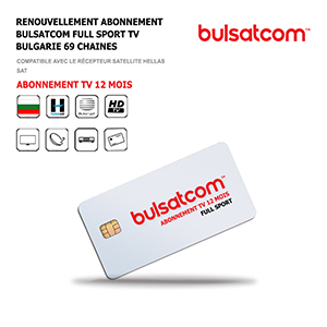Renouvellement Abonnement Bulsatcom 12 Mois Full Sport TV Bulgarie, 69 Chaines via Antenne Satellite Hellas 39°Est